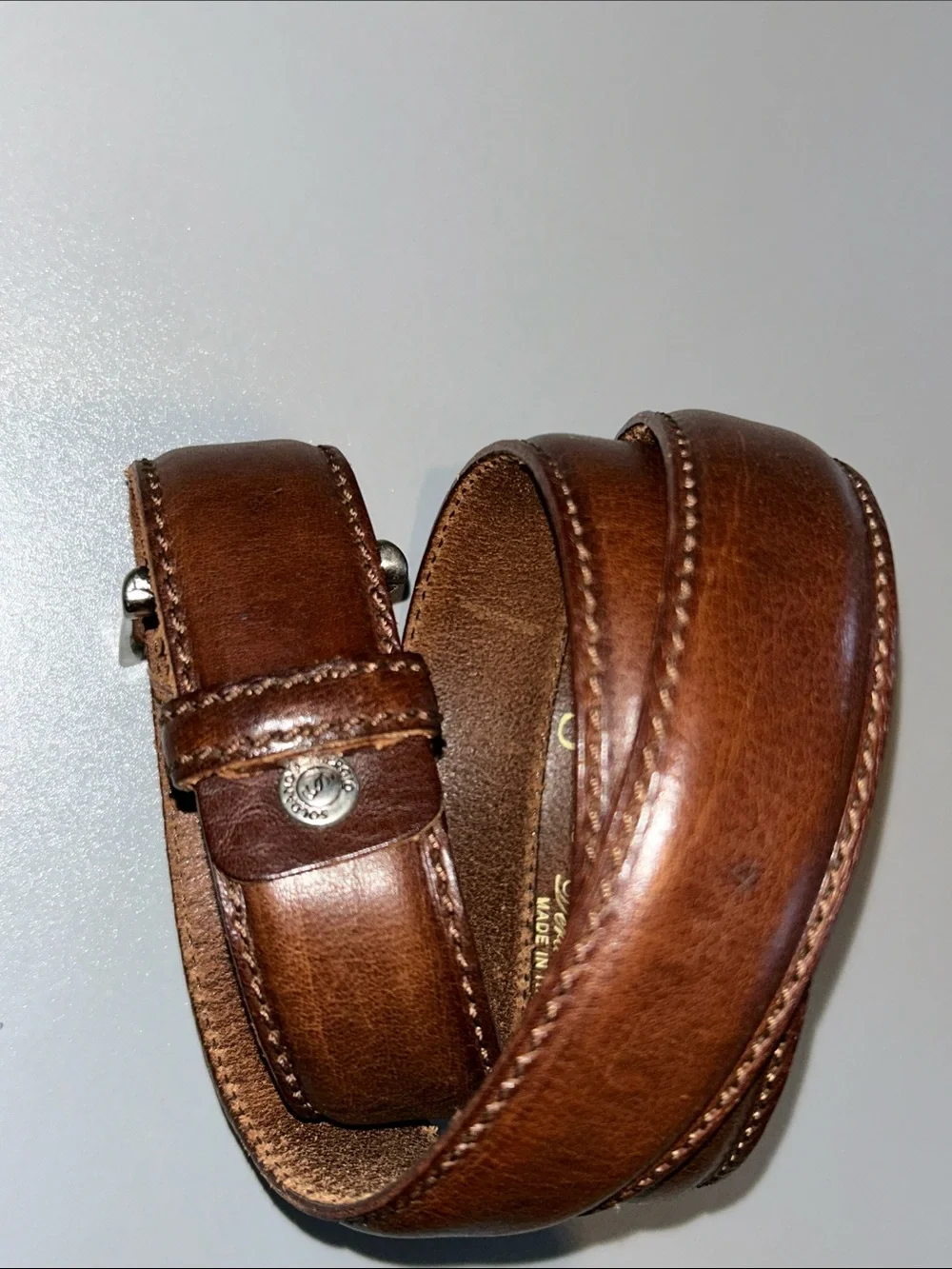 Sergio Soldano Brown Leather Belt Size 36 US Made in Italy